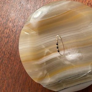 Solid Gold 14k Safety Pin Beaded Earring (Loren Stewart)